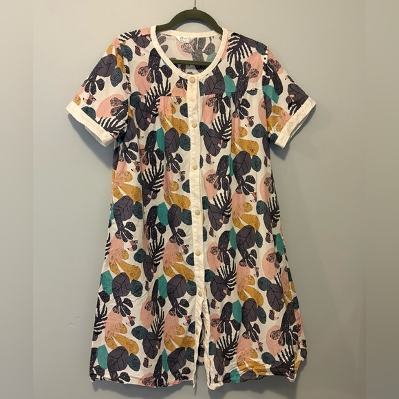 Other - YOZLY  L House Dress Women Short Sleeve House Coats Dusters Robe  with Pockets